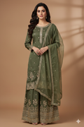Green Ombre Embroidered Kurta Set with Dupatta